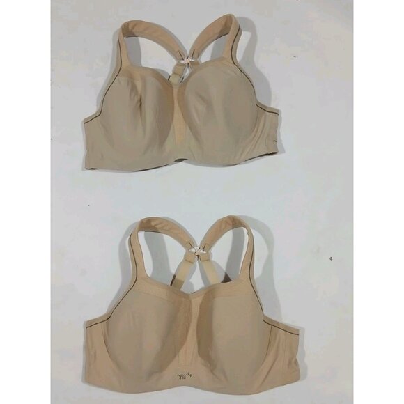 Lot of 2 Panache 5021 Power Wired Sports Bra Size 38D Tan High Impact Racerback - Picture 1 of 9